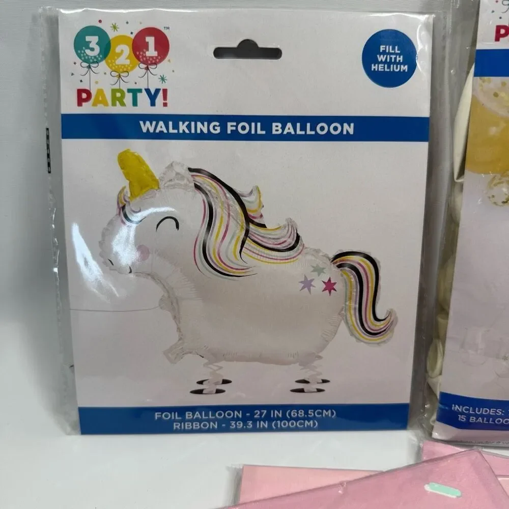 D24 Party Decorations- 5 piece party decorations, walking unicorn and arch ballo